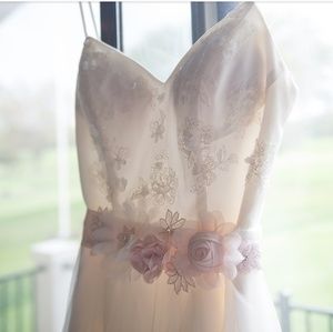 3d floral bodice tulle ball gown wedding dress